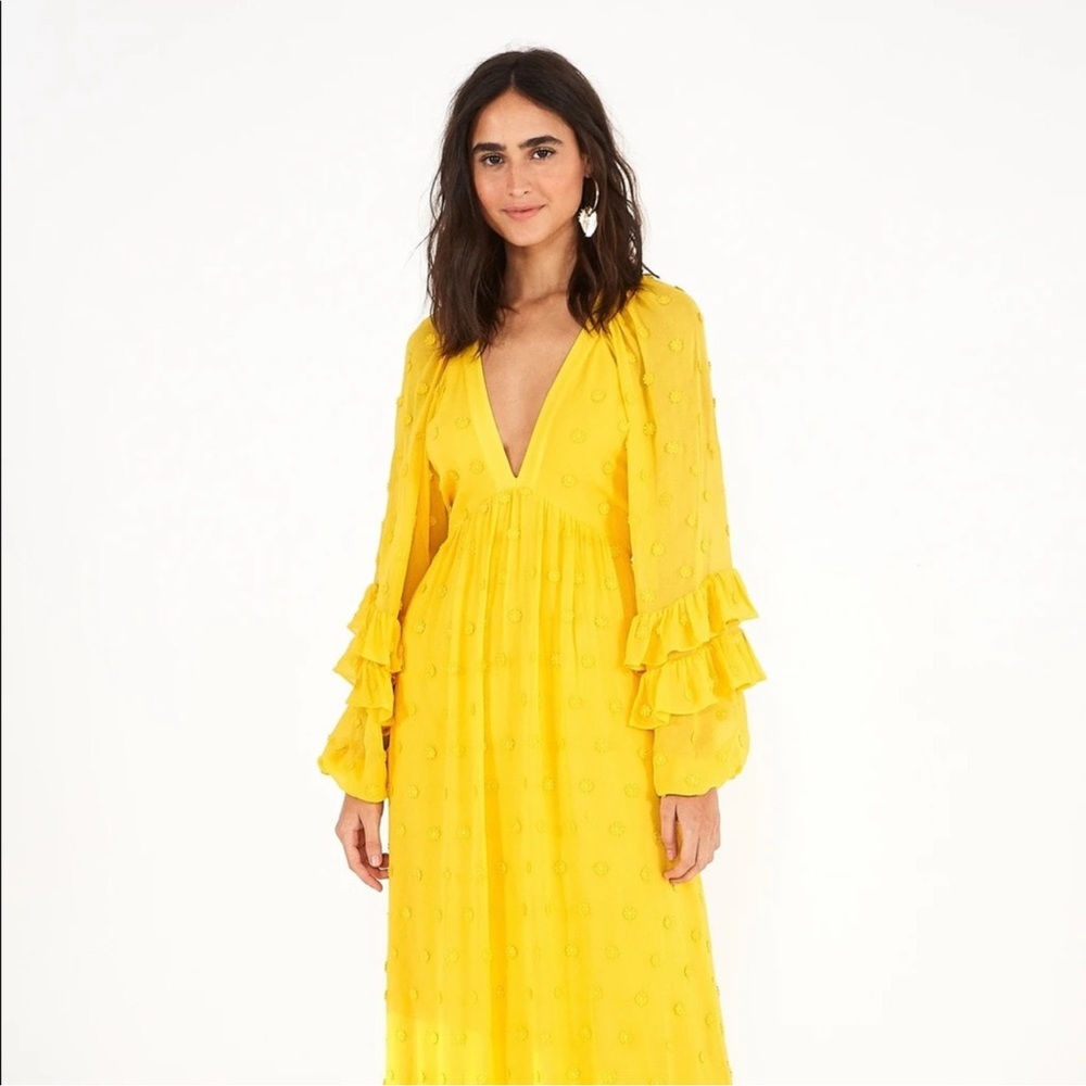 RARE FARM Rio Floral Detail Maxi Dress